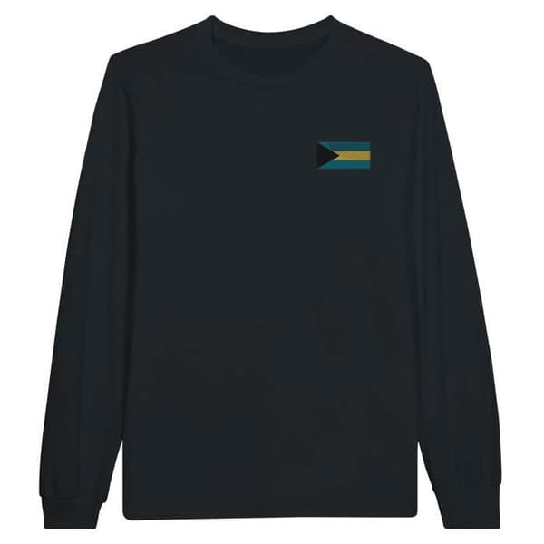 T-shirt med lång ärm - PIXELFORMA - Bahamarnas flagga - Svart - 100% bomull - Optimal komfort