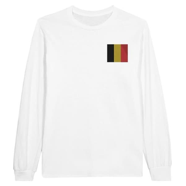 PIXELFORMA långärmad t-shirt - Flag of Belgium - Vit - Vanlig - Klassisk krage
