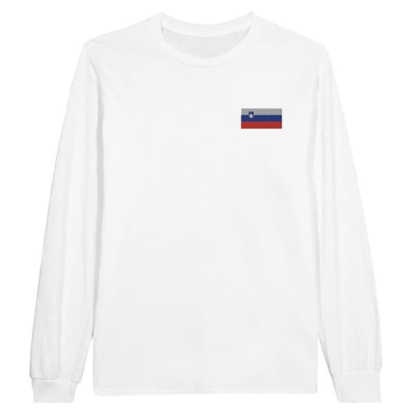 Slovenien Flagbroderi Långärmad T-shirt i vit