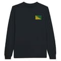 Miniatyrbild 1 av 3: T-shirt med lång ärm - Guyanas flagga - Svart - 100% bomull - Optimal komfort - Förstärkta sömmar