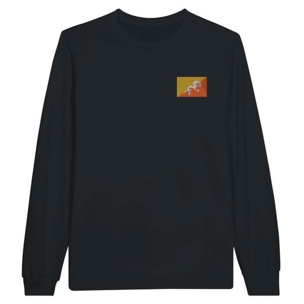 Långärmad t-shirt - PIXELFORMA - Bhutan flagga - 100% bomull - Långa ärmar - Optimal komfort