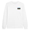 Miniatyrbild 1 av 3: T-shirt med lång ärm - Azerbajdzjans flagga - Vit - 100% bomull - Regular fit - Unisex