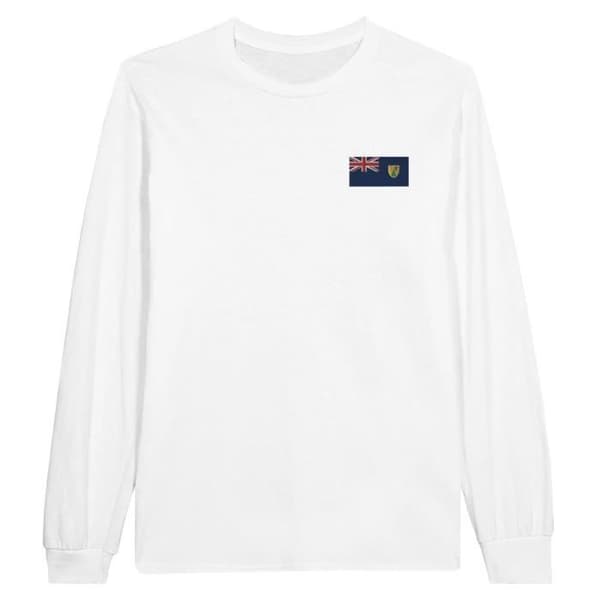 Långärmad T-shirt - Turkos- och Caicosöarnas flagga - Vit - 100% bomull - Klassisk passform - Unisex