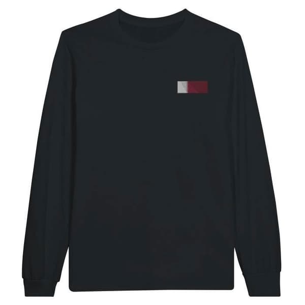 T-shirt med långa ärmar - PIXELFORMA - Qatar-flaggans design - 100% bomull - Långa ärmar - Optimal komfort