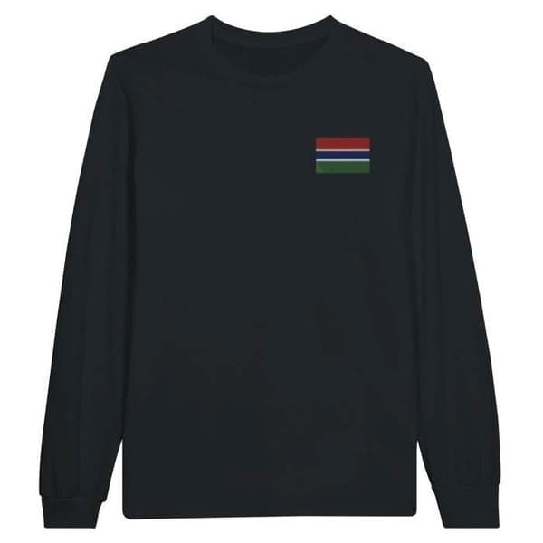 Långärmad T-shirt - PIXELFORMA - Gambias flagga - Svart - Regular passform - Klassisk krage
