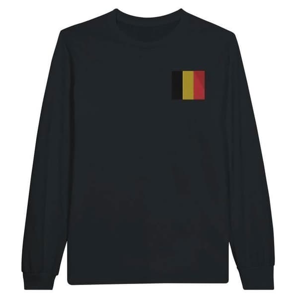 Långärmad t-shirt - PIXELFORMA - Belgiens flagga - 100 % bomull - Långa ärmar - Optimal komfort