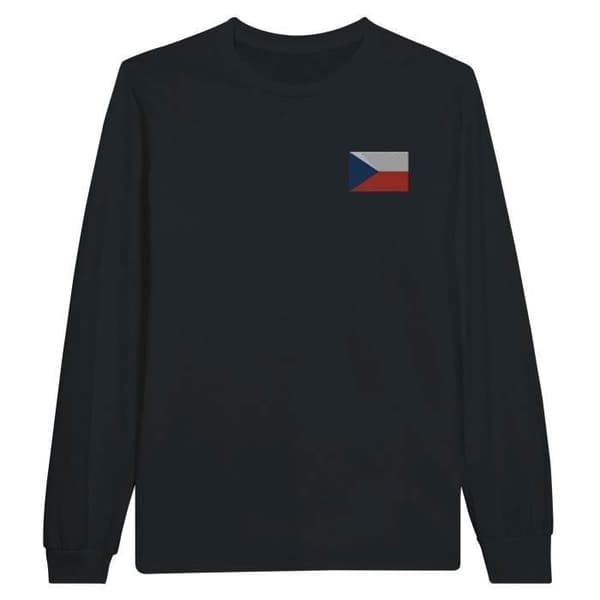 Långärmad T-shirt - PIXELFORMA - Tjeckiens flagga - 100% bomull - Långa ärmar - Optimal komfort