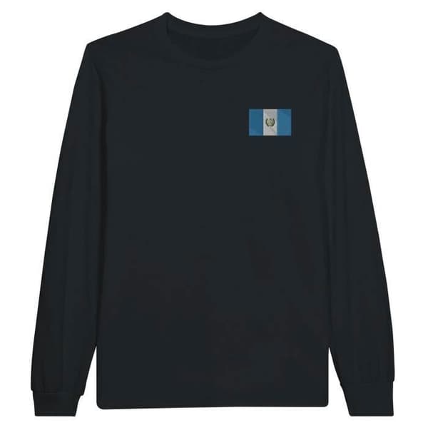 T-shirt med långa ärmar - PIXELFORMA - Guatemalas flagga - Svart - 100% bomull - Optimalt komfort