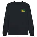 Miniatyrbild 1 av 3: T-shirt med lång ärm - Guyanas flagga - Svart - 100% bomull - Optimal komfort - Förstärkta sömmar