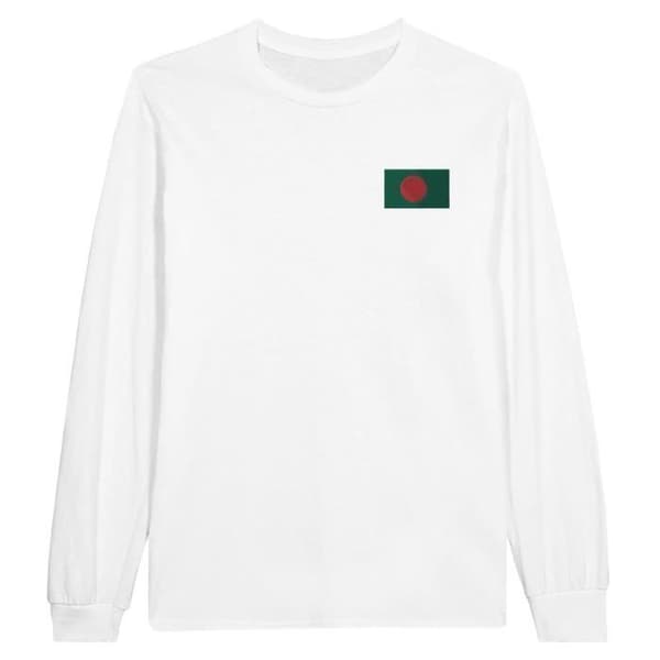 Långärmad T-shirt - PIXELFORMA - Flagga av Bangladesh - 100% bomull - Långa ärmar - Optimala komfort