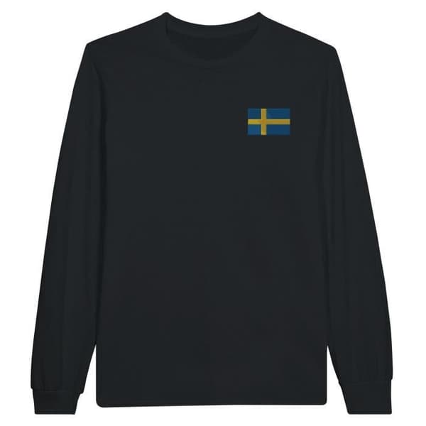 Långärmad t-shirt - PIXELFORMA - Sveriges flagga - 100% bomull - Långa ärmar - Optimal komfort