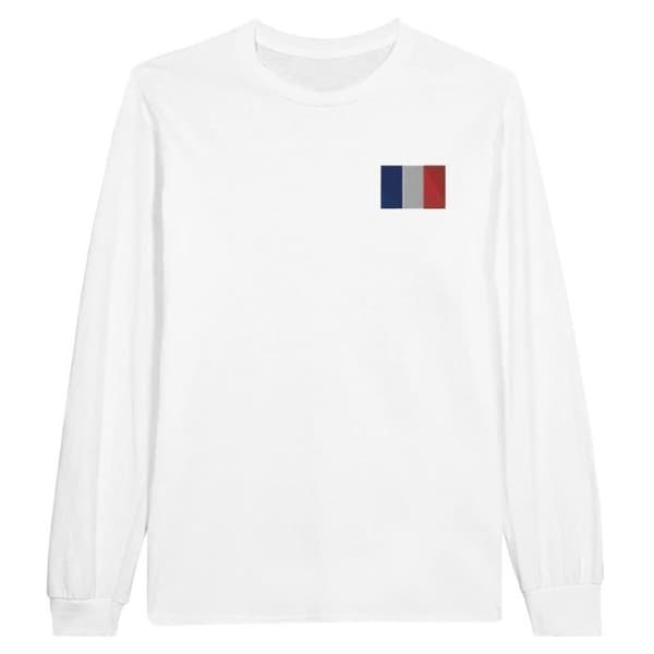 Långärmad t-shirt - PIXELFORMA - Frankrikes flagga - 100 % bomull - Långa ärmar - Optimal komfort
