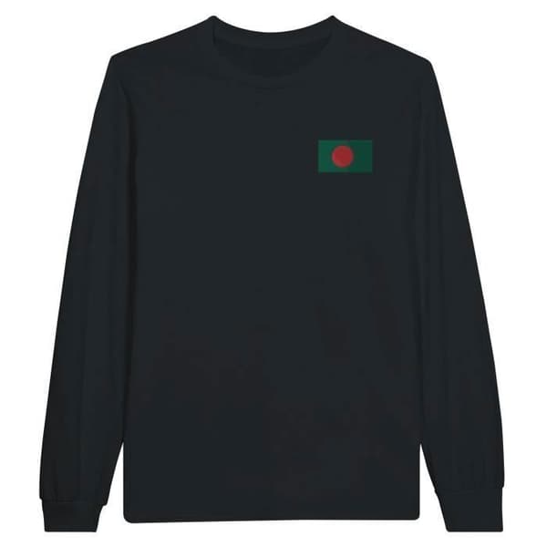 Långärmad T-shirt - PIXELFORMA - Flagga av Bangladesh - 100% bomull - Långa ärmar - Optimala komfort
