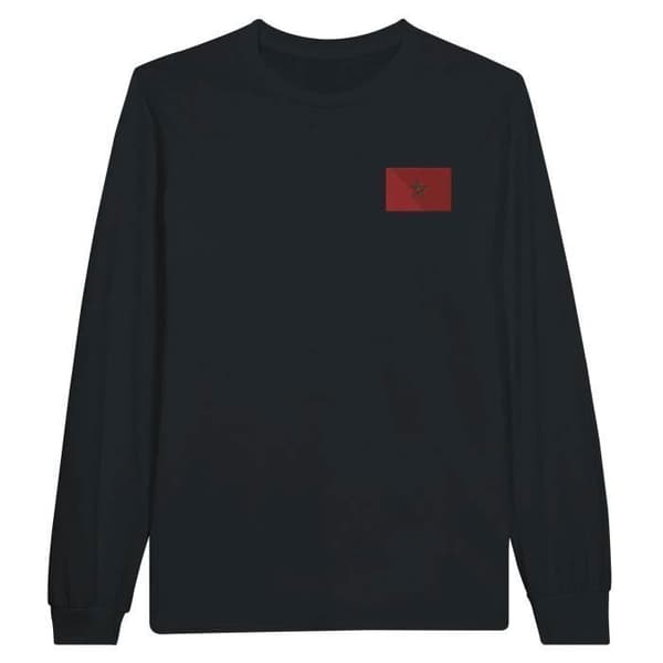 Långärmad t-shirt - PIXELFORMA - Marockos flagga - 100 % bomull - Långa ärmar - Bekväm