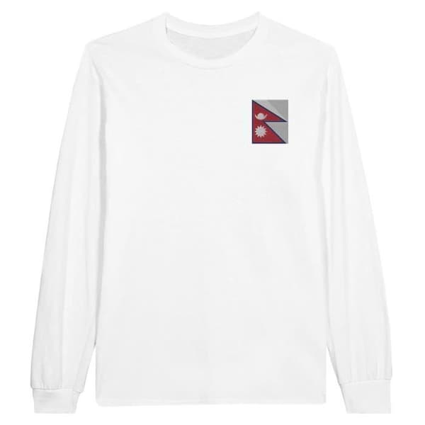 T-shirt med lång ärm - PIXELFORMA - Nepals flagga - 100% bomull - Långärmad - Optimal komfort