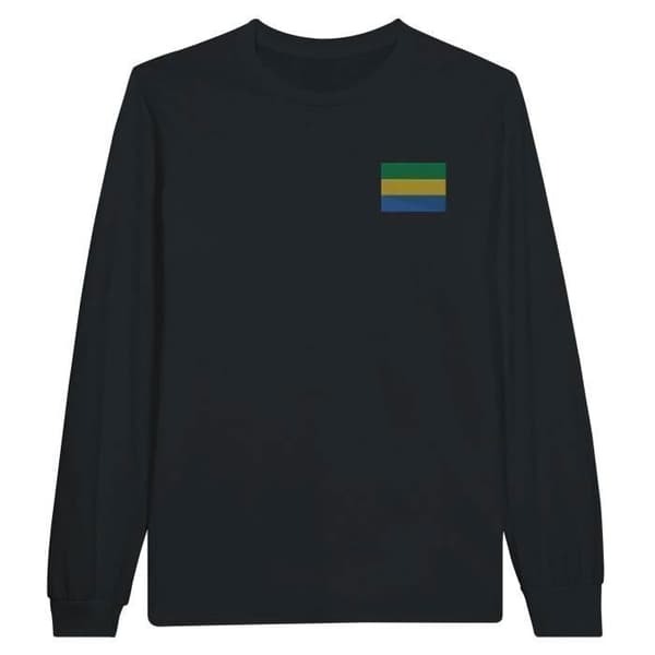 Långärmad t-shirt - PIXELFORMA - Gabons flagga - 100 % bomull - Långa ärmar - Optimal komfort