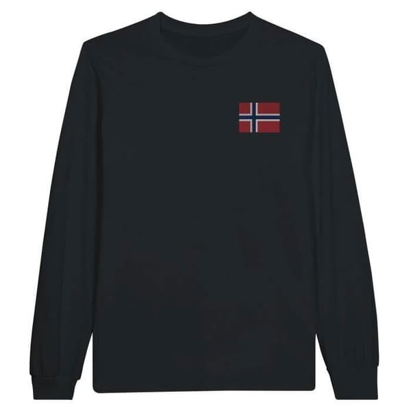 T-shirt med långa ärmar - PIXELFORMA - Norska flaggan - 100% bomull - Långa ärmar - Optimal komfort