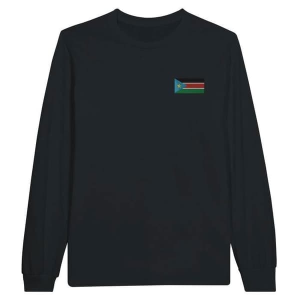 T-shirt med långa ärmar - Sydsudans flagga - Svart - 100% bomull - Regular fit - Unisex