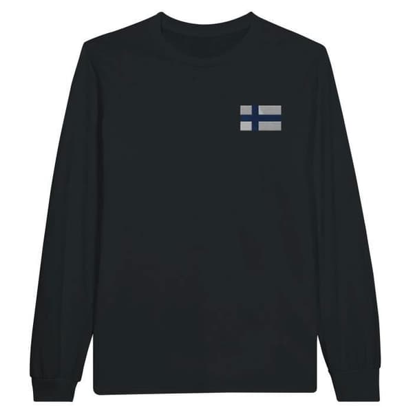 T-shirt med långa ärmar - Finlands flagga - Svart - 100% bomull - Regular fit - Unisex