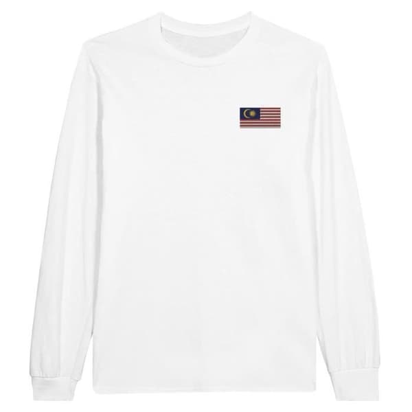 Långärmad t-shirt - PIXELFORMA - Malaysias flagga - 100% bomull - Optimal komfort - Långärmar
