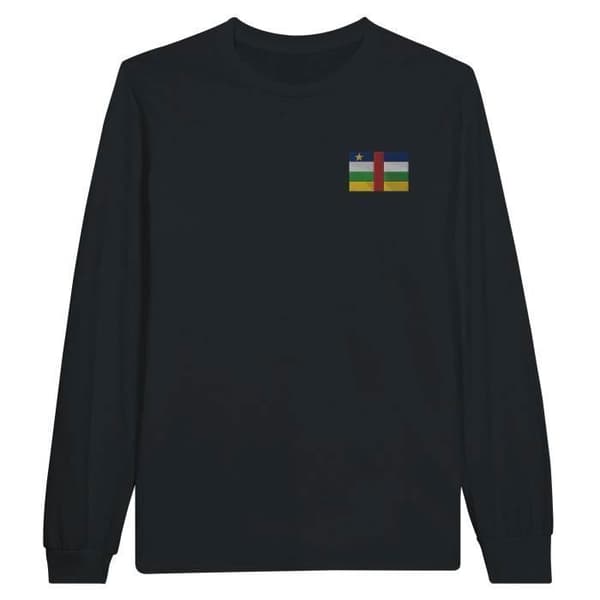 T-shirt med långa ärmar - Centralafrikanska republikens flagga - Svart - 100% bomull - Regular fit - Unisex