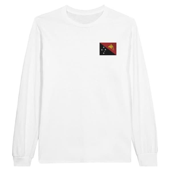 T-shirt med långa ärmar - Papua Nya Guinea - Vit - 100% bomull - Broderi - Regular passform
