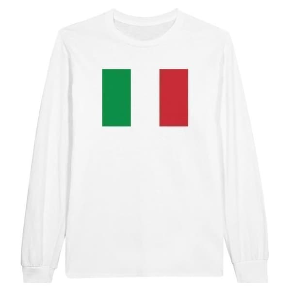 T-shirt - Italiens flagga - Vit - 100% bomull - Långa ärmar - Regular fit