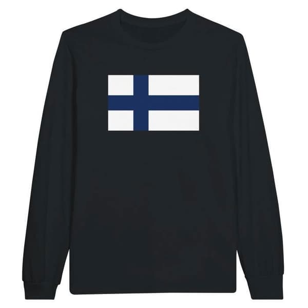 T-shirt med långa ärmar - Finlands flagga - Svart - 100% bomull - Regular fit - Unisex