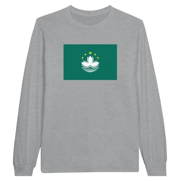Långärmad T-shirt - PIXELFORMA - Macaos flagga - 100% bomull - Grå - Långärmad