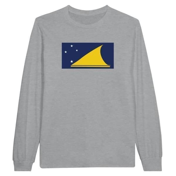 T-shirt med långa ärmar - PIXELFORMA - Tokelaudernas flagga - 100% bomull - Grå - Långa ärmar