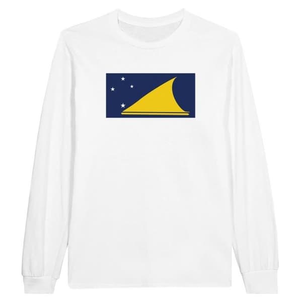 Långärmad t-shirt - PIXELFORMA - Tokelau Flagga - Vit - Vanlig - Långärmad