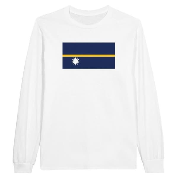 Nauru Flag Långärmad T-shirt - PIXELFORMA - Vit - Långärmad - Vanlig - Vuxen