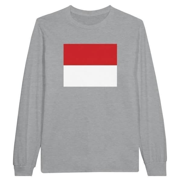 T-shirt med långa ärmar - PIXELFORMA - Monaco-flagga - 100% bomull - Grå - Långa ärmar