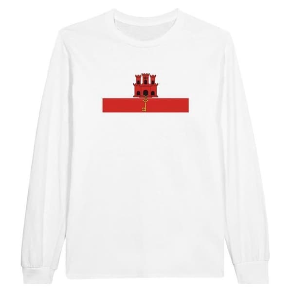 Långärmad t-shirt - PIXELFORMA - Flag of Gibraltar - 100 % bomull - Långa ärmar - Normal passform