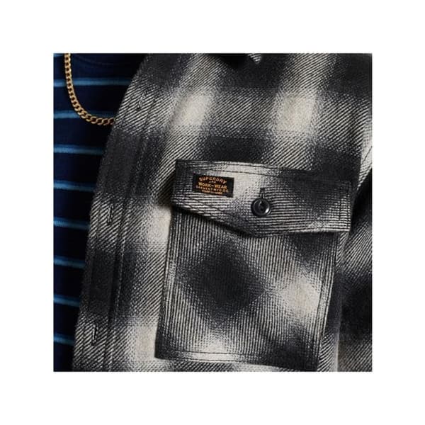 Superdry skjorta M4010457A 5ZB Black Onyx Check XL - Herr - Långa ärmar - Skjortkrage