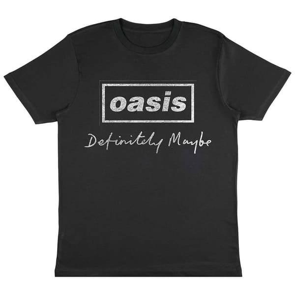 Oasis Definitely Maybe Distressed Text T Shirt