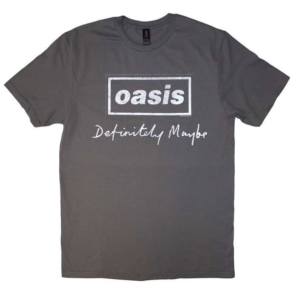Oasis Definitely Maybe Distressed Text T Shirt