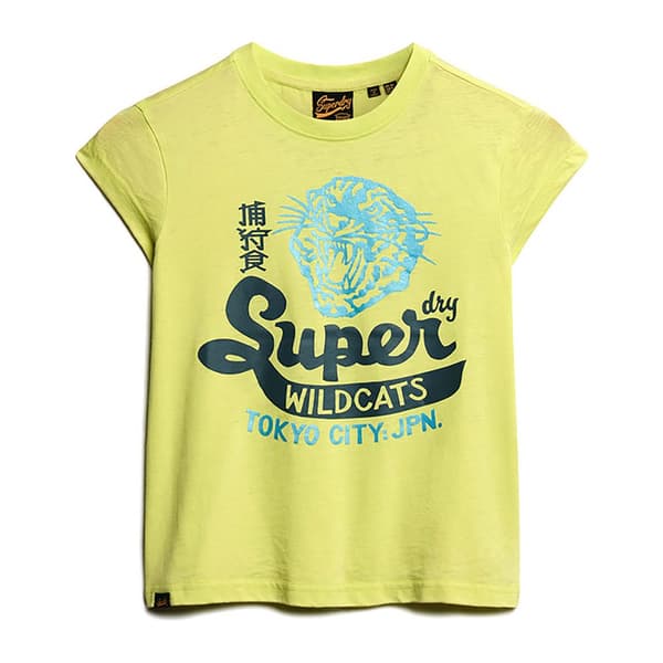 Superdry Varsity Burnout Cap T-shirt Med Korta ärmar Gul L Kvinna
