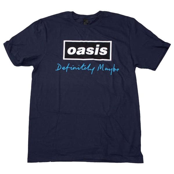 Oasis Definitely Maybe Text Logo T Shirt Navy M