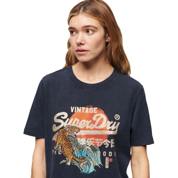 Superdry Tokyo Vl Relaxed T-shirt Med Korta ärmar Blå S Kvinna