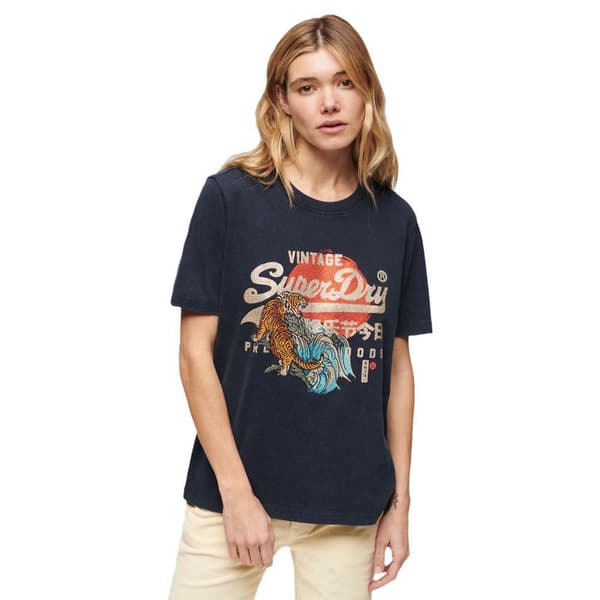 Superdry Tokyo Vl Relaxed T-shirt Med Korta ärmar Blå S Kvinna