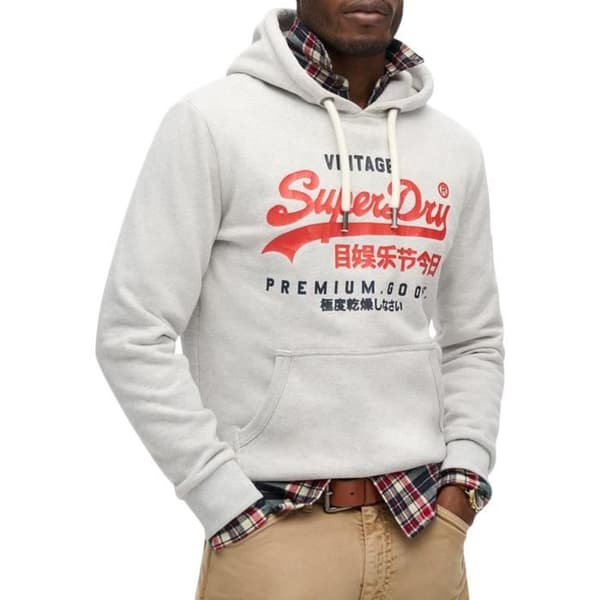 Superdry Duo Vintage Logo Hoodie - Glacier Grey Marl - Herr - Långärmad