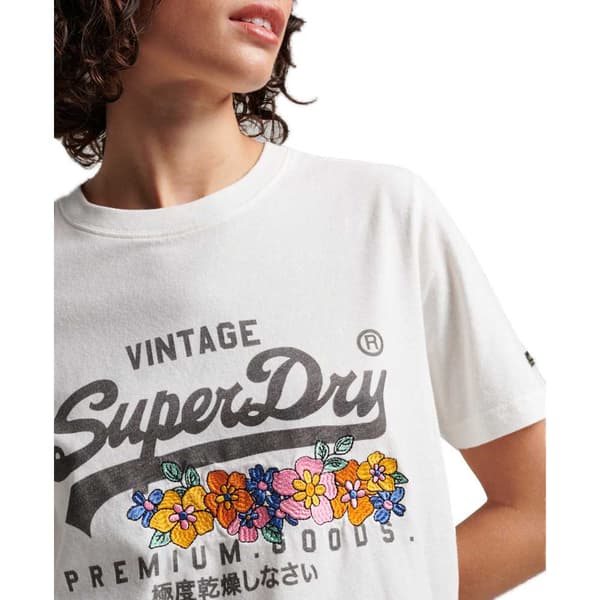 Superdry Vintage Vl Prem G Floral T-paita Beige S Nainen