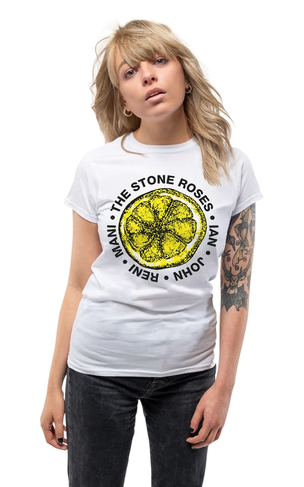 The Stone Roses T Shirt Lemon Names Ian Brown Foold Gold Oasis Skinny