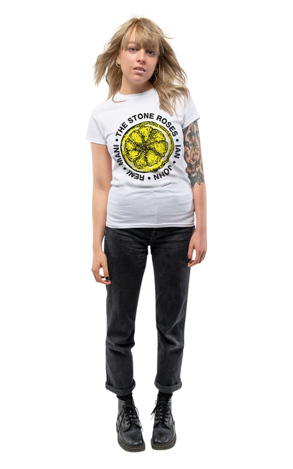 The Stone Roses T Shirt Lemon Names Ian Brown Foold Gold Oasis Skinny
