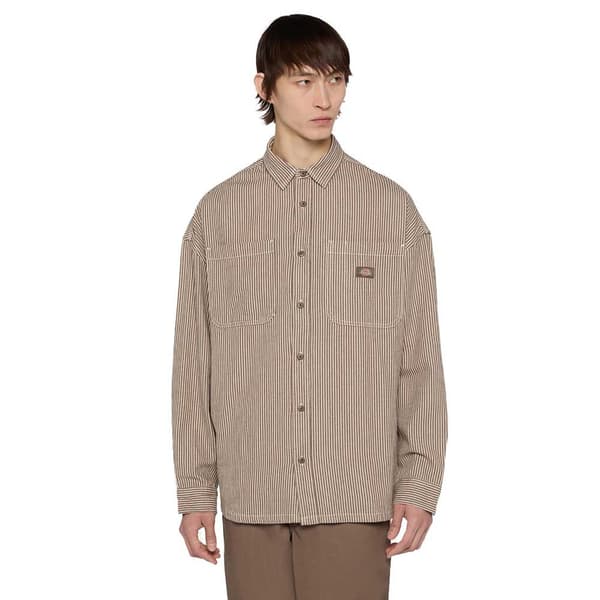 Dickies Hickory Skjorte Med Lange ærmer Beige S Mand