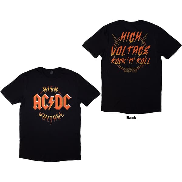 AC/DC Unisex T-Shirt: High Voltage RnR (Back Print) (Large)