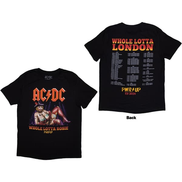 AC/DC Unisex T-Shirt: Whole Lotta London PWR-UP EU Tour '24 (Back Print & Ex-Tour) (Small)