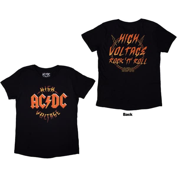 AC/DC Ladies T-Shirt: High Voltage RnR (Back Print) (Medium)