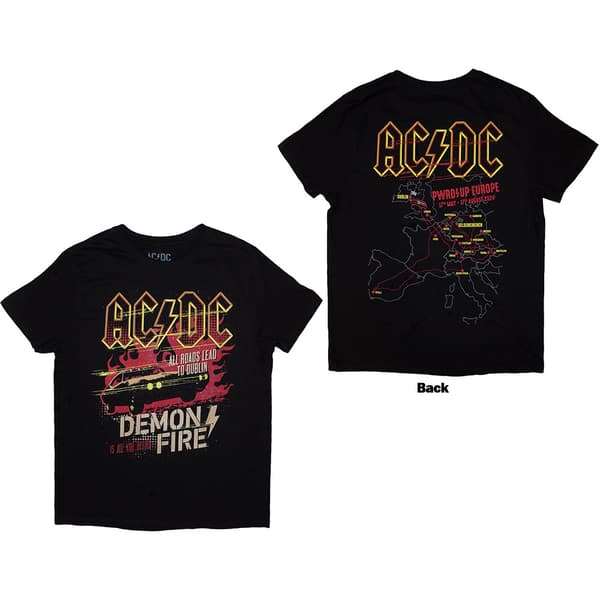 AC/DC Unisex T-Shirt: Demon Fire PWR-UP EU Tour '24 (Back Print & Ex-Tour) (XXX-Large)